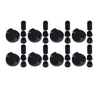 Ufixt Universal Cooker Control Knobs | 8 Pack Black Oven Dial Kit | Includes 24 Adapters for All Shaft Sizes | compatible with Candy Cannon Hoover