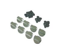 Ufixt Universal Cooker Control Knobs | 8 Pack Silver Oven Dial Kit | Includes 24 Adaptors for All Shaft Sizes | Compatible with LG Lamona