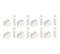 Ufixt Universal Cooker Control Knobs | 8 Pack White Oven Dial Kit | Includes 24 Adaptors for All Shaft Sizes | compatible with AEG Beko Bosch