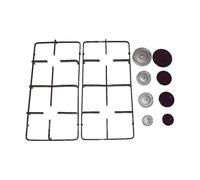 Ufixt Universal Gas Hob Refurbishment Kit | 6 Piece Pan Support and Burner Cap Set | Heavy Duty Enamel Grids | compatible with Beko and Most Brands