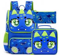 UFNDC 3PCS Unicorn Backpack for Girls, 15" Kids Sequin Bookbag with Lunch Box, School Bag for Elementary Preschool Toddler, Dinosaur Blue-green - Upgraded Uv Printing, One Size, Upgraded Uv Printing