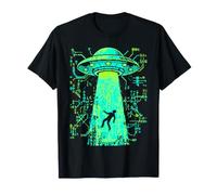 UFO Abduction ASCII Pixel Art Alien Beam T-Shirt