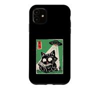 UFO Abduction Cat Reading Book Cosmic Anime Case for iPhone 11