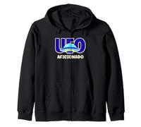 UFO Aficionado Retro Flying Saucer Design Zip Hoodie