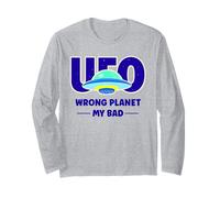 UFO Aficionado Retro Flying Saucer Wrong Planet My Bad Long Sleeve T-Shirt