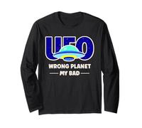 UFO Aficionado Retro Flying Saucer Wrong Planet My Bad Long Sleeve T-Shirt