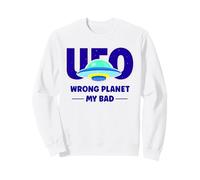 UFO Aficionado Retro Flying Saucer Wrong Planet My Bad Sweatshirt