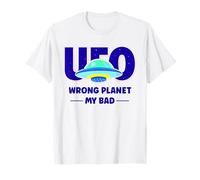UFO Aficionado Retro Flying Saucer Wrong Planet My Bad T-Shirt
