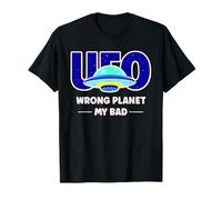UFO Aficionado Retro Flying Saucer Wrong Planet My Bad T-Shirt