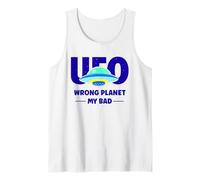 UFO Aficionado Retro Flying Saucer Wrong Planet My Bad Tank Top
