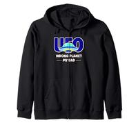 UFO Aficionado Retro Flying Saucer Wrong Planet My Bad Zip Hoodie