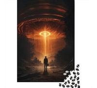 UFO Alien Abduction 1000-Piece Puzzle for Adults, 38x26cm/1000pcs; Clean White Card Pieces for Sorting; Easy to Revisit Throughout The Week