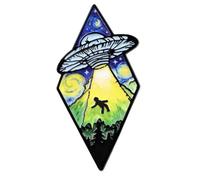 UFO Alien Abduction Abducted Float Beam Sci-Fi Science Fiction Starry Night Vincent Van Gogh Oil Painting Art Mashup 1.6" Enamel Pin Badge
