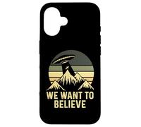 UFO Alien Abduction We Want To Believe Retro Style Funny Case for iPhone 16