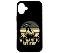 UFO Alien Abduction We Want To Believe Retro Style Funny Case for iPhone 16 Plus