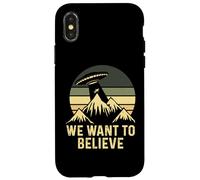 UFO Alien Abduction We Want To Believe Retro Style Funny Case for iPhone X/XS
