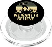 UFO Alien Abduction We Want To Believe Retro Style Funny PopSockets PopGrip for MagSafe