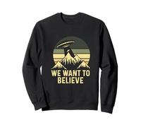 UFO Alien Abduction We Want To Believe Retro Style Funny Sweatshirt