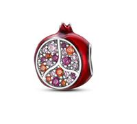 UFO Alien Evil Eye Hamsa Lucky Love Heart Elephant Dog Cat Charm Bead Pendant 925 Sterling Silver Compatible With Pandora Charm Moments Bracelet (Mexican Pomegranate Fruit)