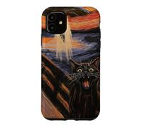 UFO Alien Fun Screaming Cat Art Parody Case for iPhone 11