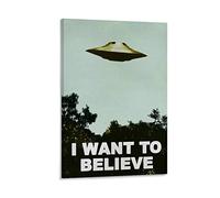 UFO Alien Poster I Want to Believe Poster Decorative Painting Canvas Wall Posters And Art Picture Print Modern Family Bedroom Decor Posters 12x18inch(30x45cm)