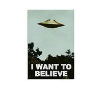 UFO Alien Poster I Want to Believe Poster Decorative Painting Canvas Wall Posters And Art Picture Print Modern Family Bedroom Decor Posters 20x30inch(50x75cm)