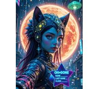 UFO Alien Princess Kitty and the Fiery Moon Over Earth