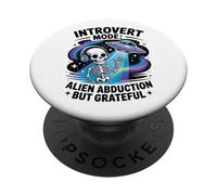 UFO Alien Skeleton - Antisocial Funny Space Travel Introvert PopSockets Adhesive PopGrip