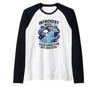 UFO Alien Skeleton - Antisocial Funny Space Travel Introvert Raglan Baseball Tee