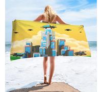 UFO Alien Spaceship 3D Printed Beach Towel, Ultra Soft Absorbent Fast Drying Towel, Sci-Fi Themed Swim Towel for Kids Adults (04,75x150cm)