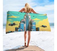 UFO Alien Spaceship 3D Printed Beach Towel, Ultra Soft Absorbent Fast Drying Towel, Sci-Fi Themed Swim Towel for Kids Adults (01,150x180cm)