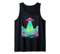 UFO Alien Spaceship Abduction Art UFO Emitting Light Tank Top