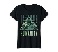 UFO Alien Tshirt I See Humans But No Humanity Earth Day Value Graphic T-Shirt, Women, Black, XS