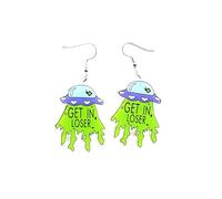 UFO Aliens Earrings for Women Fun Cute UFO Space Dangle Earrings Novelty Weird Acrylic Aliens Earrings for Women Girls-A, Metal Acrylic, metal