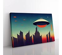 UFO Art Vol.2 Canvas Wall Art Print Ready to Hang, Framed Picture for Living Room Bedroom Home Office Décor, 60x40 cm (24x16 Inch)