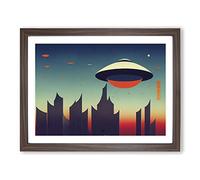Ufo Art Vol.2 H1022 Framed Print for Living Room Bedroom Home Office Décor, Wall Art Picture Ready to Hang, Walnut A2 Frame (64 x 46 cm)