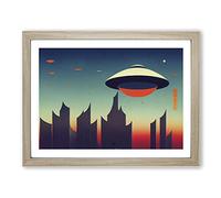 Ufo Art Vol.2 H1022 Framed Print for Living Room Bedroom Home Office Décor, Wall Art Picture Ready to Hang, Oak A3 Frame (46 x 34 cm)