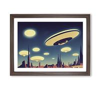 Ufo Art Vol.3 H1022 Framed Print for Living Room Bedroom Home Office Décor, Wall Art Picture Ready to Hang, Walnut A2 Frame (64 x 46 cm)