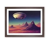 Ufo Art Vol.5 H1022 Framed Print for Living Room Bedroom Home Office Décor, Wall Art Picture Ready to Hang, Walnut A2 Frame (64 x 46 cm)