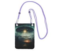 Ufo At Night Print Crossbody Bag For Women, Shoulder Bag Purse, Travel Sport Mini Phone Bag, Phone Wallet, Purple, One Size