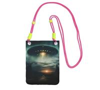 Ufo At Night Print Crossbody Bag For Women, Shoulder Bag Purse, Travel Sport Mini Phone Bag, Phone Wallet, Fuchusia, One Size
