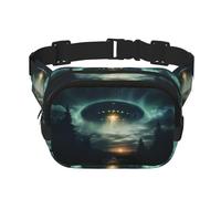 UFO at night print Fanny Pack Waist Packs with Extender for Men Women, Waist Bag Hip Pack with Zipper Pockets, Black, One Size