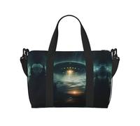 UFO at night print Gym Bag for Women, Weekender Overnight Bag,Personal Item Bag, shoulder Bag for Women Men, Black, One Size