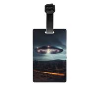 UFO at Night Print Luggage Tags for Suitcases Waterproof Backpack Labels Family Travel Essentials