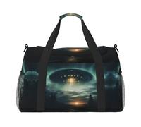 UFO at night print Overnight Bags for Women and Men Shoulder Bag Carry On Bag for Traveling Travel Essentials, Black, One Size
