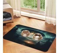 UFO at Night Print Pet Feeding Mat Dog Mat for Food and Water Bowl Dogs Water Dispenser Mat Dogs Accessories