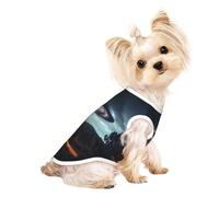 Ufo At Night Print Pet T-Shirt, Sleeveless Pullover Vest For Small Puppy Kitten Indoor Outdoor Wear