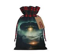 Ufo At Night Print Reusable Gift Drawstring Eco-Friendly Bags Holiday Wedding Party Favors Pouches
