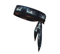Ufo At Night Print Sports Head Tie, Hair Band For Workout, Running, Yoga, One Size Fits Most