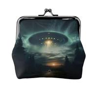 Ufo At Night Printing Small Travel Kit Wallet, Compact Pouch For Camping Adventures And Fishing Trips, Black, One Size, Art Deco